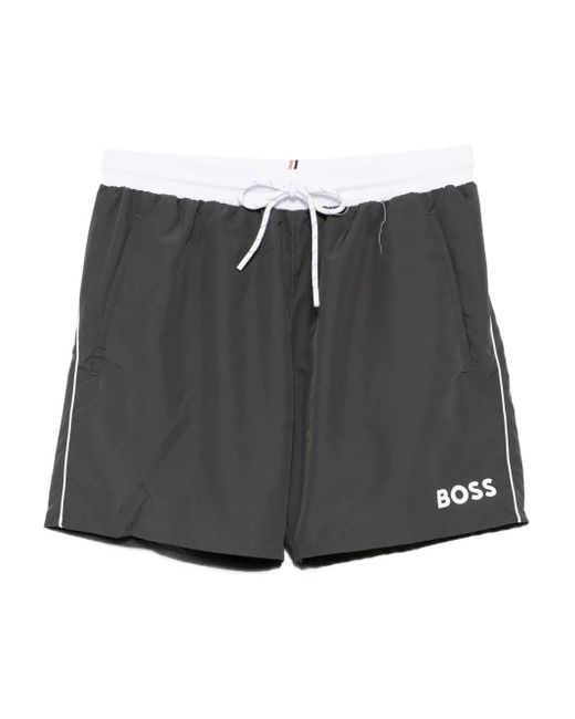 メンズ Boss ロゴ トランクス水着 Black