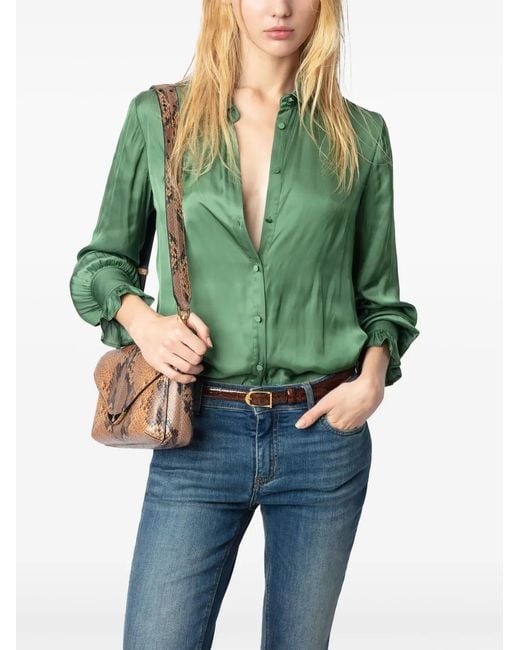 Zadig & Voltaire Green Thely Satin Shirt