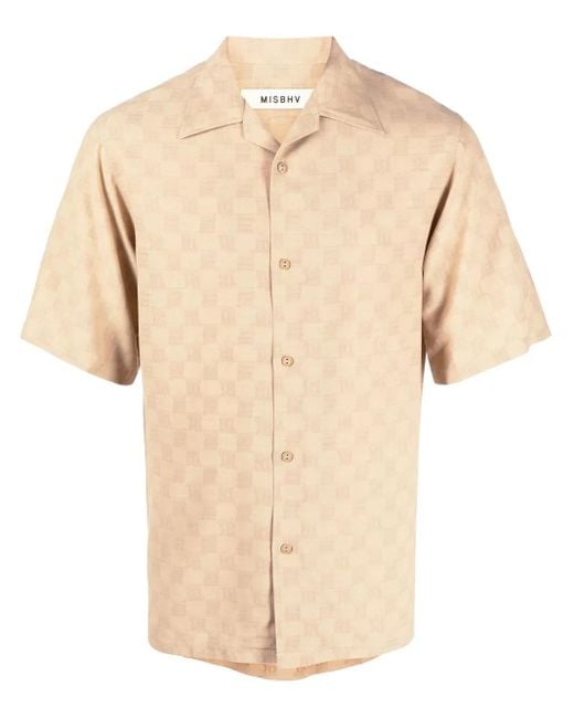 M I S B H V Natural Monogram-Print Short-Sleeve Shirt for men