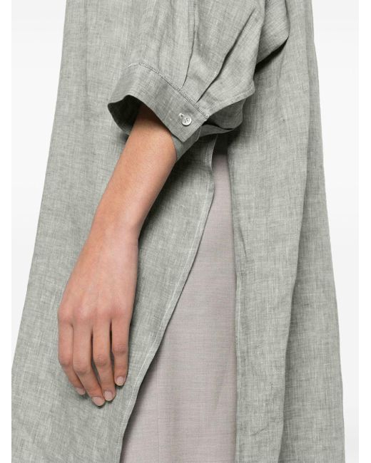 Peserico Gray Bead-detail Linen Shirt