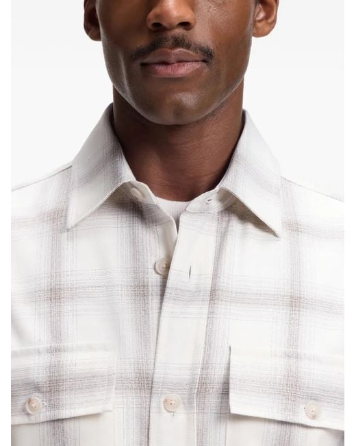 Boss White Chemise À Carreaux Et Poche À Rabat for men