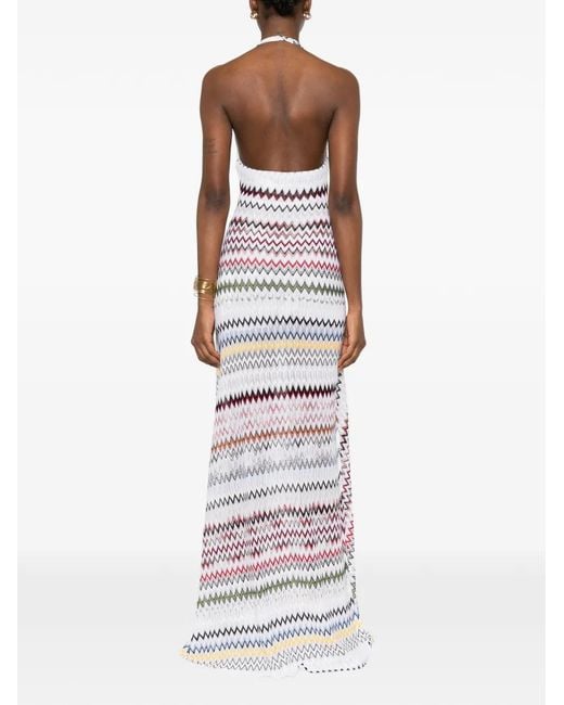 Missoni White Long Dress With Zigzag Pattern