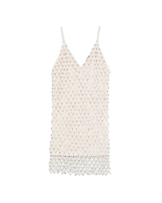 Maje White Short Beaded Dress With Lining