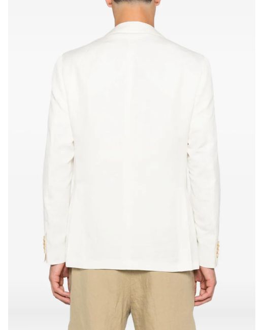 Blazer con botones y bolsillos de parche Canali de hombre de color White