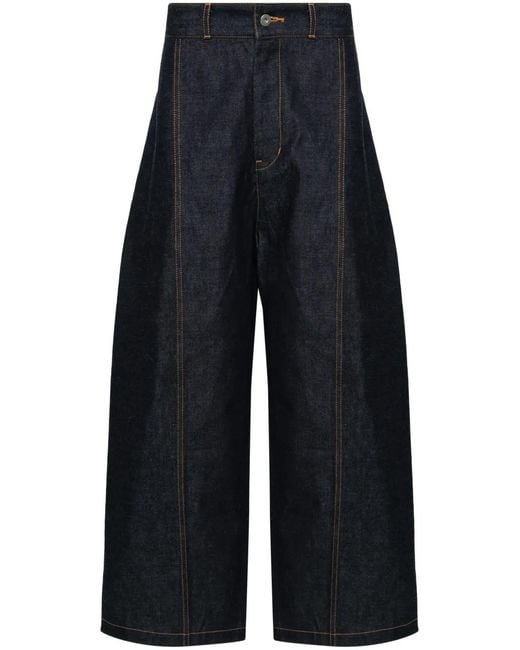 SAGE NATION Blue Seam-Detail Wide-Leg Jeans for men