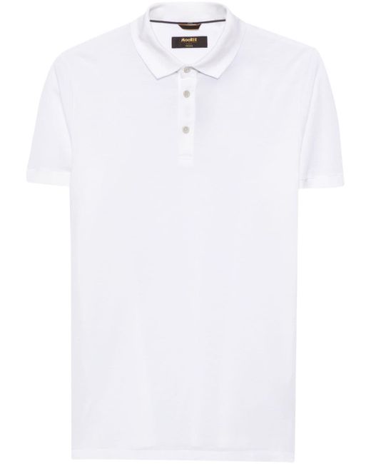 Moorer White Semi-sheer Polo Shirt for men