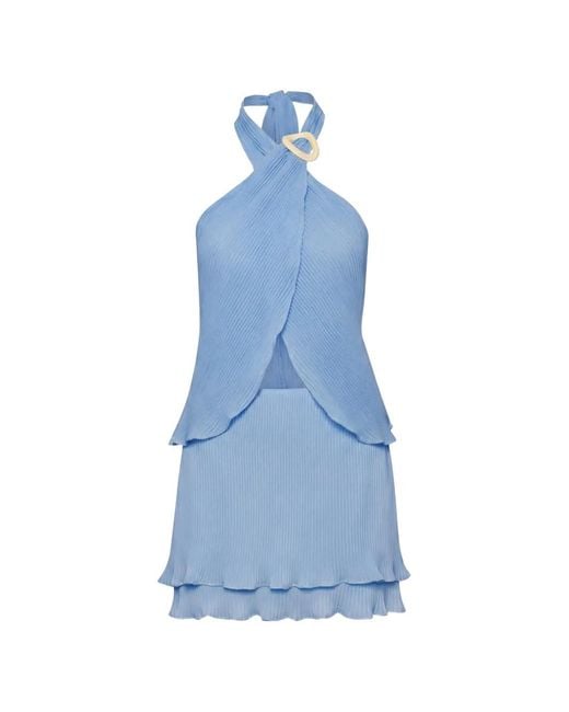Baobab Blue Lira Pleated Halterneck Top