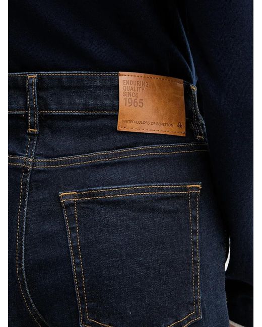 Benetton Blue Jean Évasé À Patch Logo