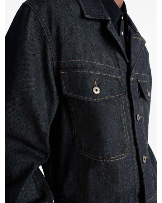 Chaqueta vaquera con bolsillos de parche Lemaire de hombre de color Black