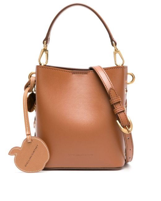 Stella McCartney Brown Logo-charm Faux-leather Bucket Bag