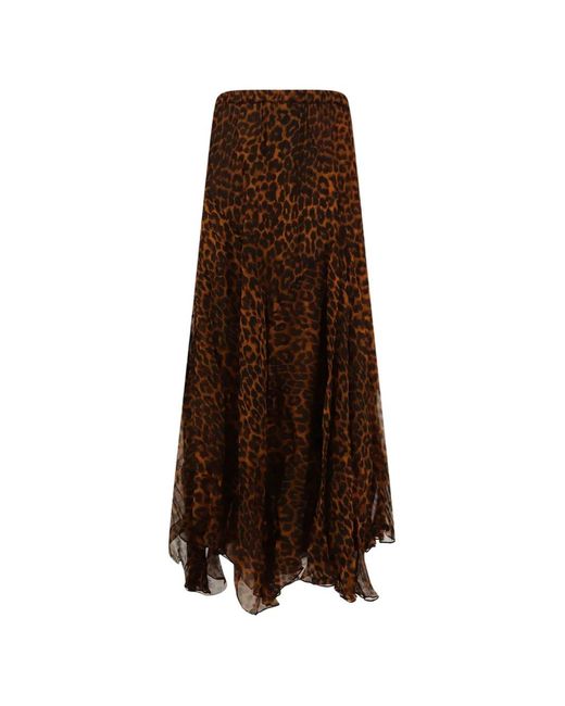 Mes Demoiselles Brown Susu Leopard-Print Long Skirt