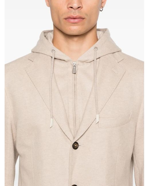 Eleventy Natural Hooded Single-Breasted Blazer for men
