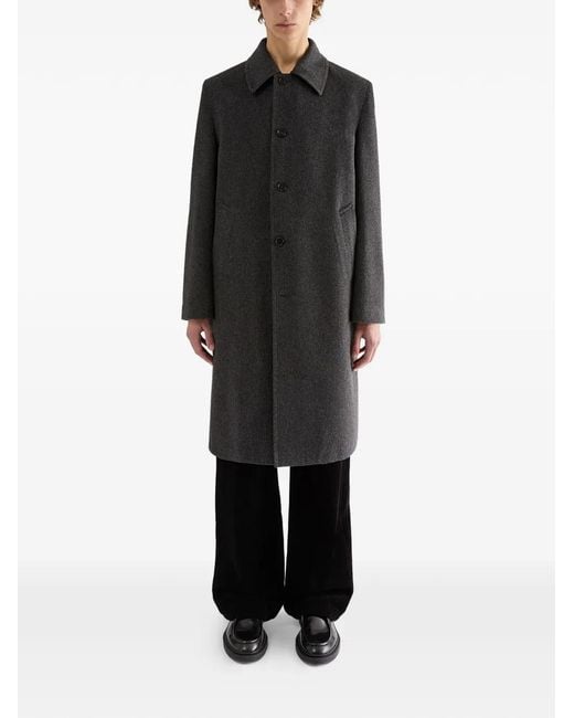 Jil Sander Black Single-Breasted Wool Coat for men