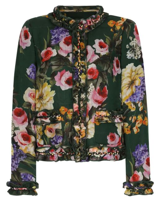 Giacca A Fiori di Dolce & Gabbana in Green