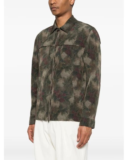 Herno Green Floral-Print Ripstop Jacket for men