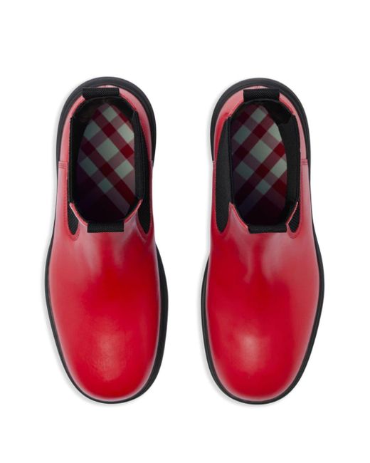 Burberry Red Chelsea-Boots mit runder Kappe