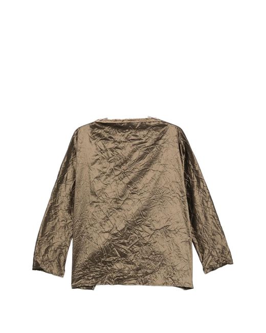 Daniela Gregis Natural Crinkled Long-Sleeve Blouse