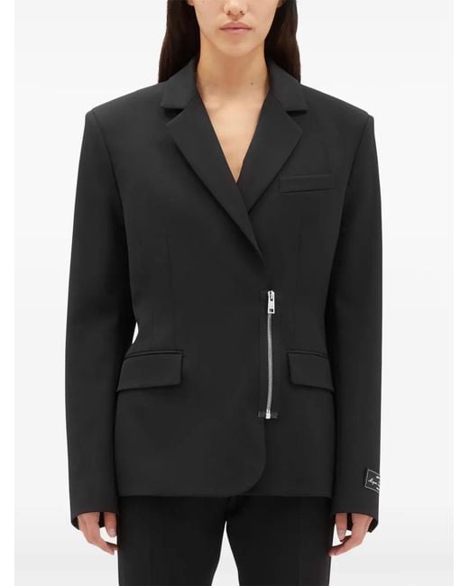 MSGM Black Zipped Single-Breasted Blazer