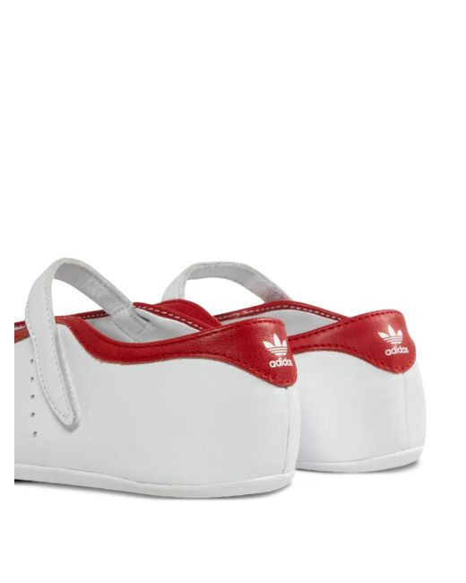 Adidas White Stan Smith Leather Strap Ballet Flats