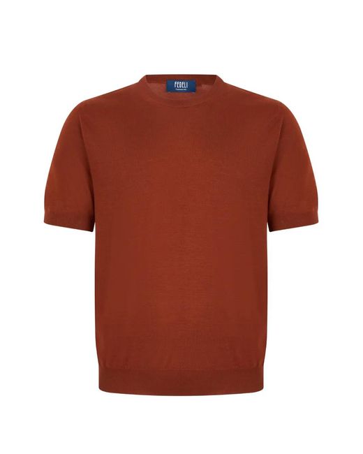 Fedeli Red Short-Sleeved Round-Neck T-Shirt for men