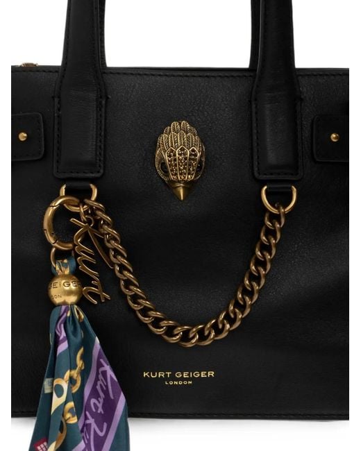 Kurt Geiger Black Small Sloane Leather Tote Bag