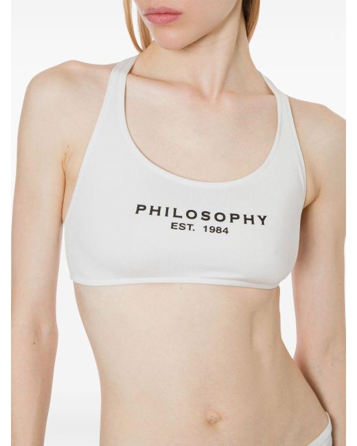 Philosophy Di Lorenzo Serafini White Logo-print Bikini Set