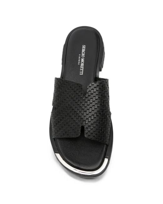 SERGIO MORETTI FIRENZE Black Woven Leather Sandals
