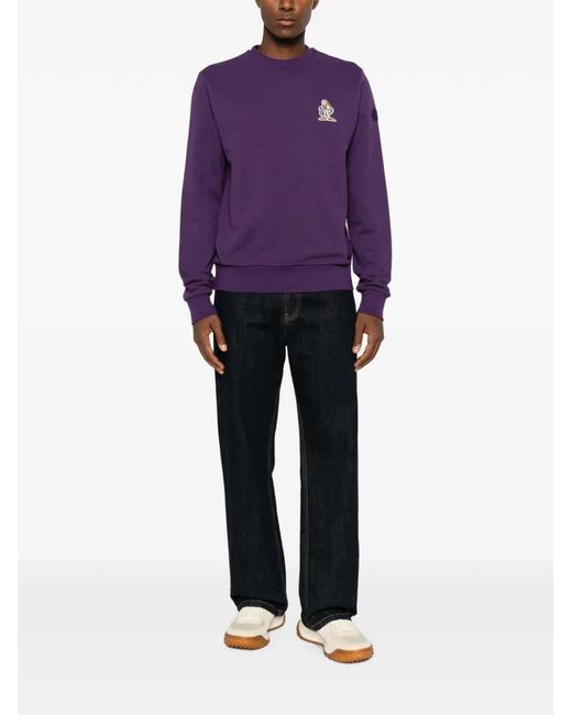 Moncler Purple Logo-Patch Sweater for men