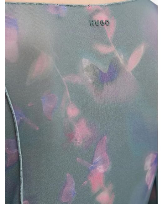 T-Shirt A Fiori di HUGO in Blue
