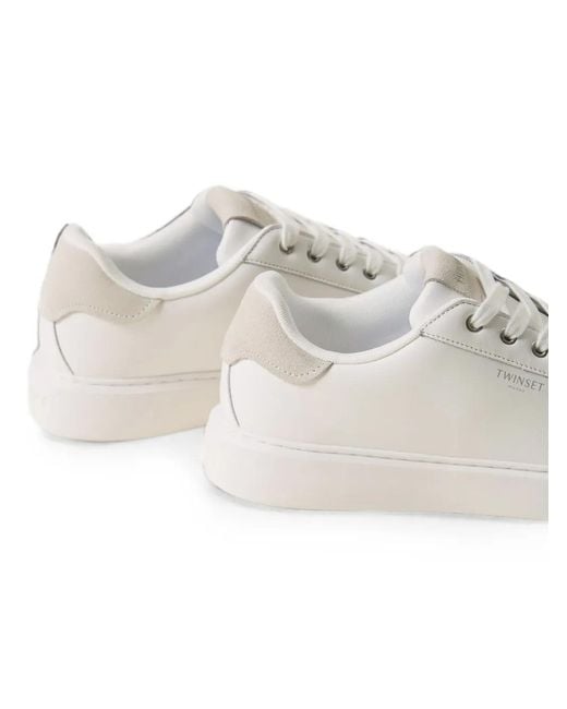 Twinset White Leather Trainers