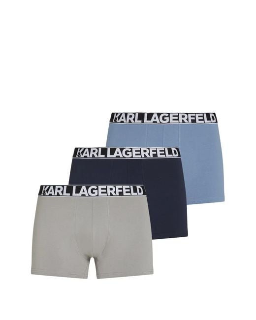 Karl Lagerfeld Blue Logo-Waistband Boxers (Set Of Three) for men