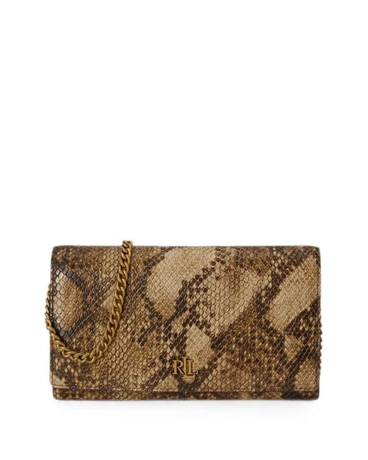 Ralph Lauren Brown Medium Adair Ii Snakeskin-Effect Logo-Plaque Belt Bag