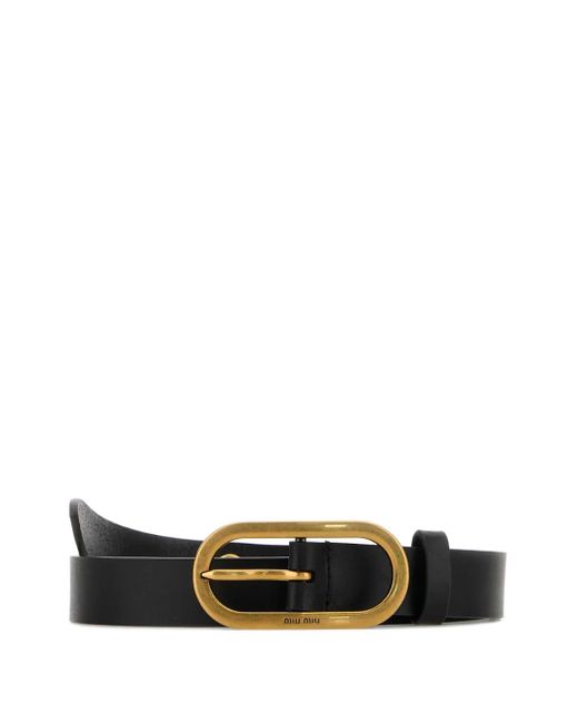 Miu Miu White Oval-Buckle Leather Belt
