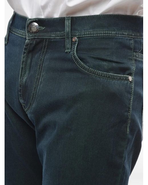 Corneliani Blue Acid-Wash Embroidered Jeans for men