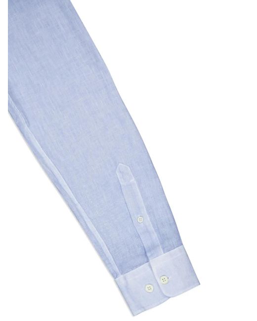 120% Lino Blue Linen Shirt for men
