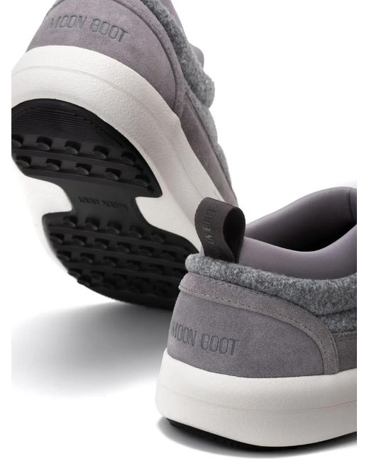 Moon Boot Gray Park Logo-Print Sneakers