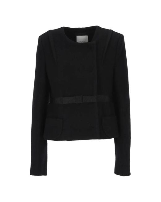 Patou Black Bow-Detail Virgin Wool Jacket