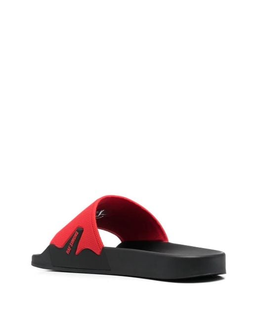 Raf Simons Red Embossed-Logo Sliders