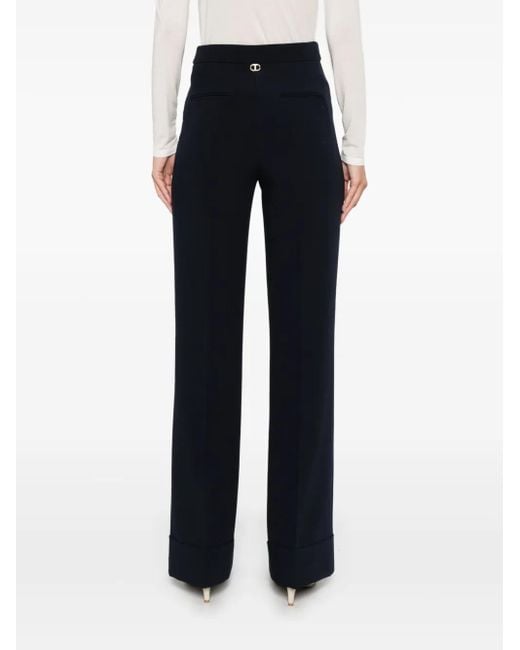 Twinset Black Cady High-Waist Trousers