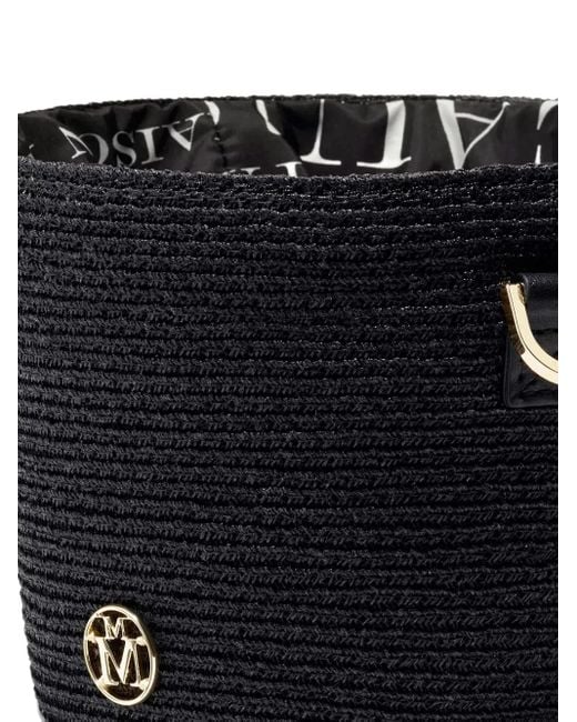 Maison Michel Black Braided-Stud Bucket Bag
