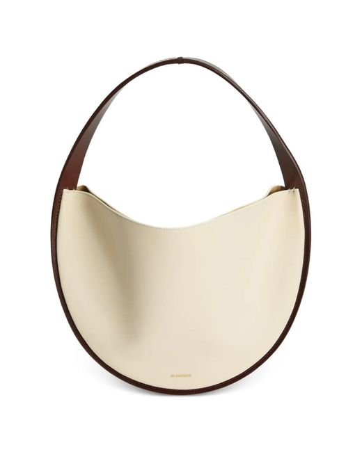 Jil Sander White Pivot Leather Shoulder Bag