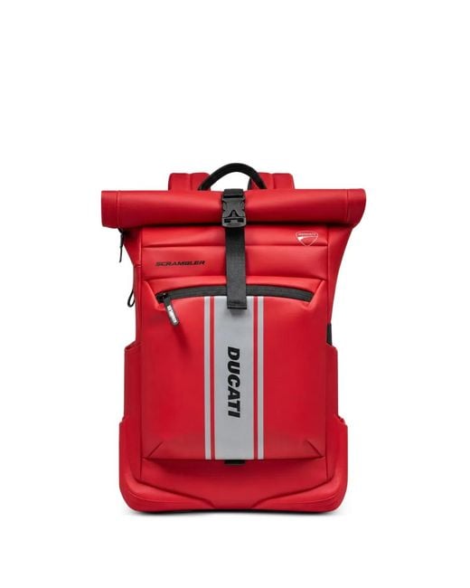 Piquadro Red Zaino Roll-Top Buckle-Fastening Backpack for men