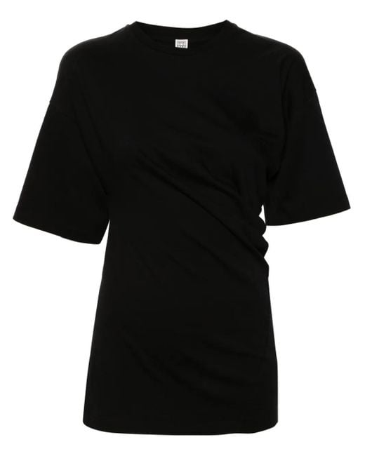 T-Shirt Asymétrique En Coton Biologique Totême  en coloris Black