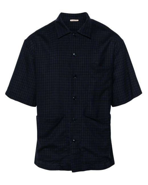 Barena Blue Checked Camp-Collar Shirt for men
