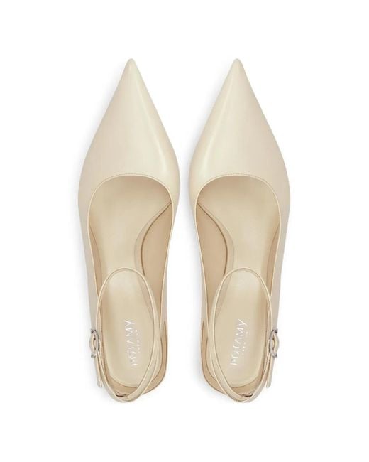 POTAMY White Ankle-Strap Pointed Pumps