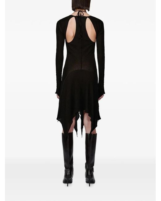 SRVC Studio Black Cut-Out Asymmetric Midi Dress
