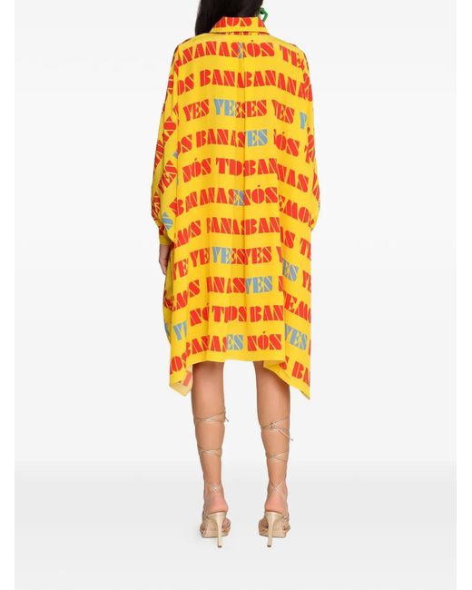 Amir Slama Yellow Belted Printed Shirt Mini Dress