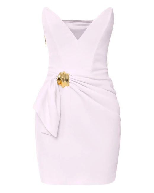 Elisabetta Franchi Pink Bow-Embellished Strapless Mini Dress