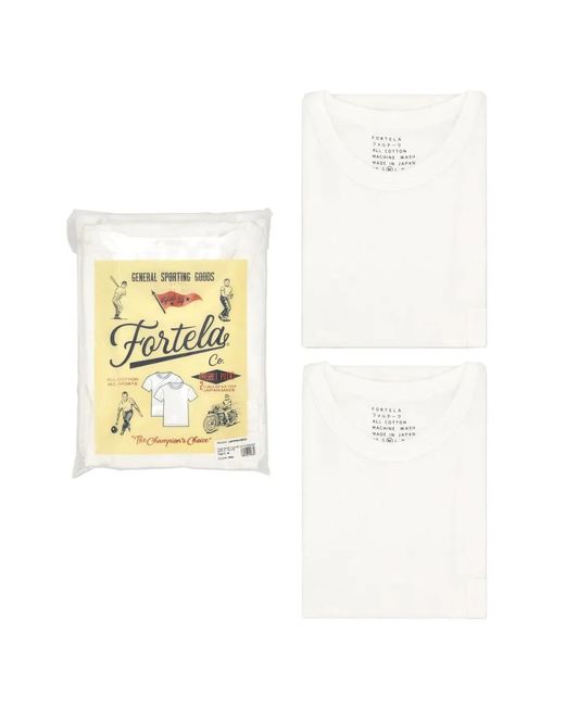 Fortela White Crew-Neck T-Shirt (Set Of Two) for men