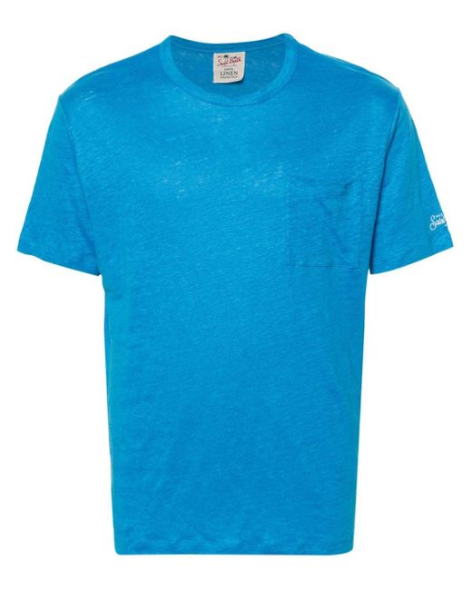 Mc2 Saint Barth Linnen T-shirt in het Blue voor heren